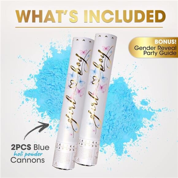 Gender Reveal Confetti Cannon - Biodegradable Powder Cannons Smoke Party Poppers - Picture 3 of 7